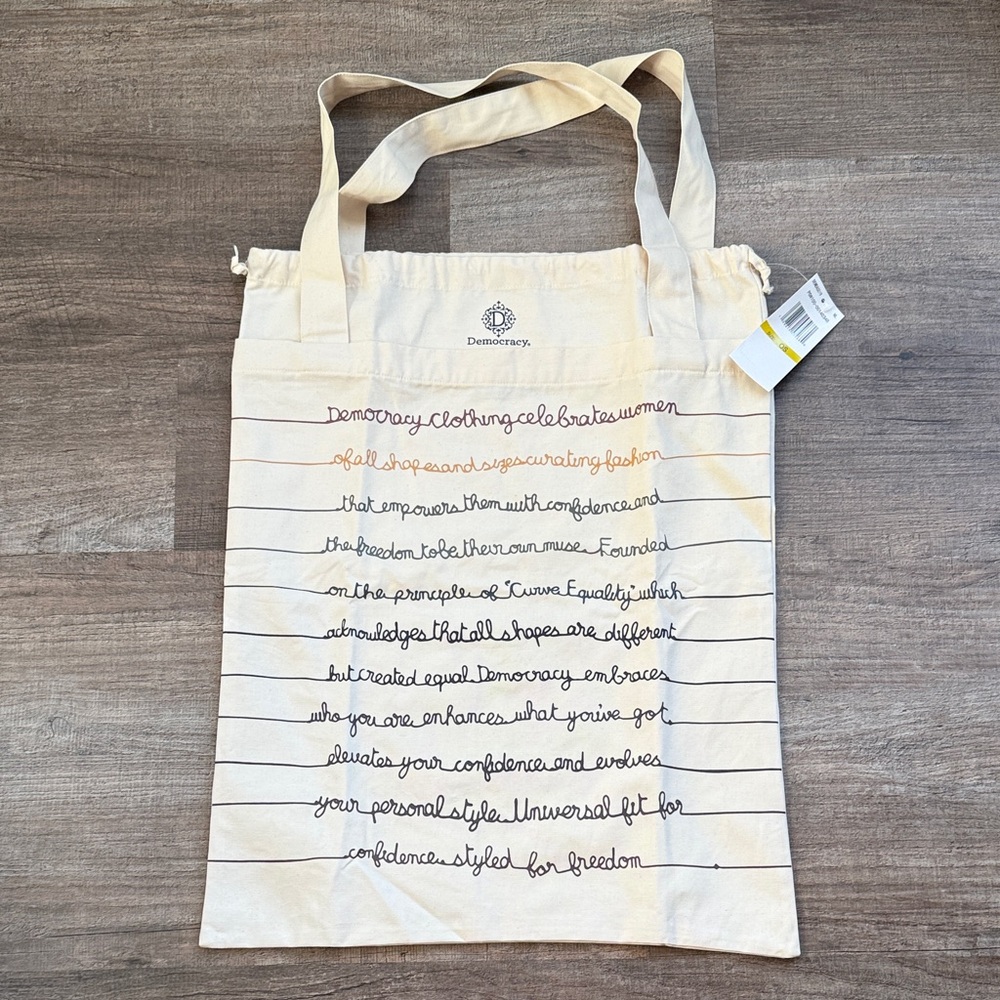 NWT | Democracy Natural Canvas Tote